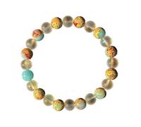 OOTMAO Pulsera de cuentas de cuarzo y sedimentos oceánicos, joyería de cristal homeopático, aporta abundancia, prosperidad, nuevos comienzos, talla única, Ágata