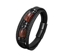 OOTMAO Pulsera de cuero de piedra natural para hombres y mujeres, hecha a mano, ajustable, joyería de cuentas bohemias, talla única, 19 cm, ojo de tigre rojo, Ágata