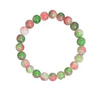 OOTMAO Pulsera elástica de cuentas de turmalina de sandía con piedras de deseos, estilo bohemio, ideal como regalo de joyería de cristal, talla única, 18 cm, Ágata