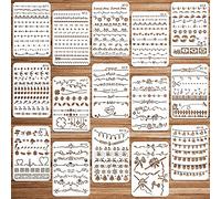 OOTSR 15 plantillas de encaje, plantilla de pintura, plantillas de plástico reutilizables para pintura, manualidades, pared, bricolaje, tela, suelo, decoración del hogar, letreros de madera