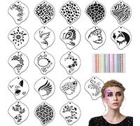 OOTSR 20Pz Plantilla de Pinturas Cara con 900 Piezas Pegatinas Diamantes para Niños Adulto, Plantilla de Pintura Ojo Facial Halloween Reutilizable para Fiestas de Maquillaje Carnaval