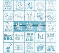 OOTSR 22 Plantillas de Dibujo Baby Shower, 13cm Elefante Mono León, Reutilizables de Plástico Para Pintar en Baby Onesies, Babero, Bolsa, Camisa