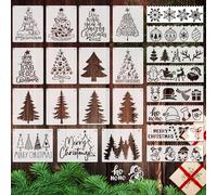 OOTSR 23 Plantilla de Pintura de Navideña Reutilizables, Plantillas de Dibujos para Pintar de Árbol de Navidad, Stencil de Reno de Papá Noel para Decoración de Invierno