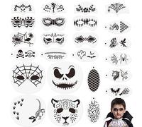 OOTSR 24 Plantilla de Pinturas Cara para Niños, Plantilla de Pintura Facial Halloween Reutilizable para Fiestas de Maquillaje Carnaval