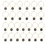 OOTSR 26 piezas alfabeto copas de vino, etiquetas para fiestas, cócteles, decoración de copas de vino, Resina