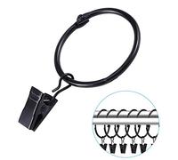 OOTSR 30 Piezas Anillo de Cortina con Clips, Anillos de Cortina de Metal Anillos Colgantes con Clips para Cortinas y Varillas- Fácil de Abrir y Cerrar- 38 mm de Diámetro Interno (Negro)