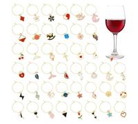 OOTSR 40Pz Marcadores para Copas de Vino, Marcadores Vasos y Copas de Cristal Reutilizables para Bebidas Tazas, Coloridos Identificador para Fiesta Cóctel Champán Bar, Oro