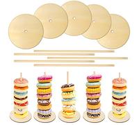 OOTSR 5 Piezas de Madera de Postre Donut Torre Barra de Madera Bagels Pastel Postre Mesa de exhibición Soporte para decoración de Bodas, cumpleaños, Fiestas