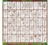 OOTSR 50Plantillas de Hojas Reutilizables 7,6x15cm para Dibujos de Flor y Pintura en Textil, Muebles y Decoración de Arte de Pared