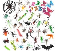 OOTSR 51 PCS Figuras de Insectos Juguete Animales, Realistas Figuras Bichos Plásticos Kits para Niño Piñatas Regalos Educación Infantil Fiesta, 39PCS Insectos Surtidos 12PCS Mariposas Juguetes