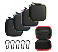 OOTSR 5pcs Estuches para Auriculares, EVA Estuche Cuadrado pequeño para Auricular/Auriculares/Cable/Disco U/Moneda/Objetos pequeños, con mosquetones