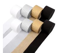 OOTSR 8rollos Crepé Papel Serpentinas,Año Nuevo Crepé Papel Pinocho en Oro,Negro para Fiestas Celebración de Graduación Paredes Decoración(25X4.5cm)
