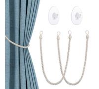 OOTSR Abrazaderas para Cortinas con Ganchos Adhesivos Transparentes, Tiebacks de Cortina Retenciones de Cuerda de Cortina de Ventana para Decoración de Hogar y Oficina(Blanco)