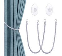 OOTSR Abrazaderas para Cortinas con Ganchos Adhesivos Transparentes, Tiebacks de Cortina Retenciones de Cuerda de Cortina de Ventana para Decoración de Hogar y Oficina(Gris)