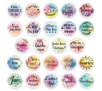 OOTSR Imanes Franceses para Nevera, 24 Piezas de Imanes Redondos con Frases Motivacionales en Acuarela para Pizarras Blancas, Taquillas y Decoración
