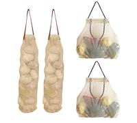 OOTSR Paquete de 4 Bolsas Reutilizables para el hogar de Patatas Vegetales Verdes y Almacenamiento orgánico Fresco, 2 tamaños Grandes de Color Beige Bolsas