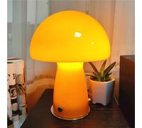 OOWOKS Lampara Seta Naranja Lámpara de Mesa LED Touch Control Mushroom Lámpara de Mesa de Vidrio 3 Modos 3000K/4000K/6000K Luz cálida Lámpara Decorativa de Salón Lámpara LED de Escritorio Moderna
