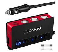 OOWOLF 180W Adaptador Cargador De Coche QC3.0 Carga Rápida, [7 en 1] 4 Puertos USB y 3 Puertos Cargador Coche USB 12V/24V para GPS, Dash CAM, Sat Nav, iPhone,Teléfono,Tableta, y etc
