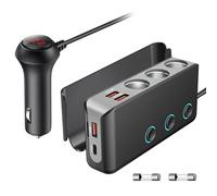 OOWOLF 180W Cargador Coche Carga Rápida - QC 3.0 12V/24V 3 Puertos con Interruptor Cargador Mechero Coche para GPS, Dash CAM, Sat Nav,Teléfono,Tableta