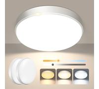 OOWOLF 2 PCS Plafón LED Techo Blanco Redondo 24W, Regulable 3000K-5000K Lámpara de Techo LED Metálica y 23 cm, para Baño, Cocina, Balcón