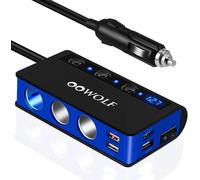 OOWOLF Distribuidor de Encendedor de Cigarrillos - QC 3.0 Auto 3 Tomas 180 W 12 V/24 V Coche Distribuidor Enchufe con voltímetro Interruptor para GPS Dash CAM teléfono Tablet