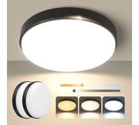 OOWOLF Lámpara de techo LED metálica Conjunto de 2 piezas luces de techo LED planas regulables de 24 W y 23 cm, 3000 k/4000 k/5000 k, para sala de estar, baño, cocina, pasillo y techo