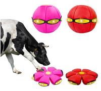OOXYG 2 bolas de platillo volador para mascotas, juguete interactivo para perros con 3 luces para perros medianos y grandes, bola de disco para perros, juegos al aire libre, juegos de camping, rojo y
