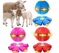 OOXYG 3 bolas de platillo volador para mascotas, bola de platillo volador para perros con 3 luces para perro interactivo, bola al aire libre, bola de disco para perros rojos, azules y rosas