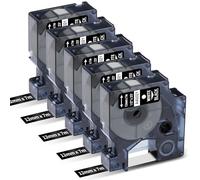 Oozmas A45021 Cinta de Etiquetas compatible con Dymo D1 45021 12mm x 7m, Blanco sobre Negro, Compatible con Dymo LabelManager 160 210D 260P 280 360D 420P