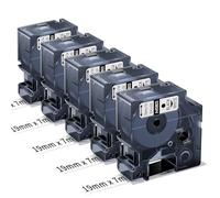 Oozmas A45803 Cinta de Etiquetas Compatible con Dymo 45803 D1 19mm x 7m, Negro sobre Blanco, Compatible con Dymo LabelManager 360D 420P 450D 500TS, 5 unidades