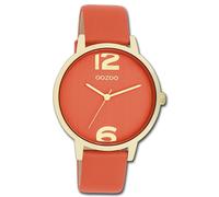 OOZOO Timepieces - Reloj de pulsera para mujer con correa de piel, reloj de alta calidad para mujer, elegante reloj analógico para mujer en redondo, Naranja Cálido, Correa