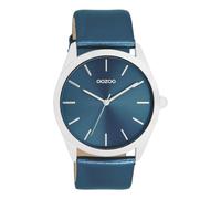 Oozoo - Reloj de pulsera para mujer de Timepieces, con correa de piel, reloj moderno para mujer, elegante reloj analógico para mujer en redondo (caja de 40 mm), Azul Metálico