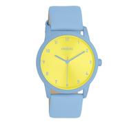 Oozoo - Reloj de pulsera para mujer de Timepieces, con correa de piel, reloj moderno para mujer, elegante reloj analógico para mujer en redondo (caja de 38 mm), azul claro, Correa