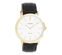 Oozoo Reloj de pulsera vintage para hombre con correa de piel, bonito reloj para hombre | elegante reloj analógico para hombre en redondo C20385_C20389_Parent, negro/blanco, Correa