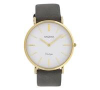 Oozoo Reloj Pulsera Vintage para Mujer con Correa de Piel, 40 mm, Color Blanco/Gris C20079, Dorado-Gris Claro, Correa