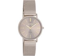 Oozoo Reloj vintage para mujer con malla gruesa de acero inoxidable milanesa correa de metal de 32 mm, Taupe/Gold, Pulsera