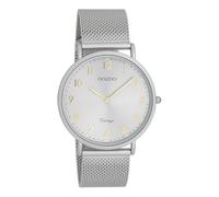 Oozoo Reloj vintage para mujer | Reloj de pulsera para mujer con correa de malla, moderno reloj para mujer | elegante reloj analógico para mujer en redondo C20340 (caja de 40 mm), gris claro, Pulsera