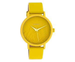 Oozoo Summer Vibes C10602 - Reloj de pulsera para mujer (correa de piel, 36 mm), color amarillo mostaza, Amarillo-amarillo dorado, mittel, Correa