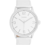 Oozoo Timepieces C11500 - Reloj de pulsera unisex con correa de piel, reloj moderno para mujeres y hombres, reloj unisex elegante analógico y redondo, caja de 45 mm, Blanco