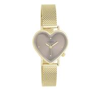Oozoo - Timepieces - Reloj de pulsera para mujer con correa de acero inoxidable | Reloj moderno para mujer | Elegante reloj analógico para mujer en forma de corazón, Dorado/gris topo, Pulsera