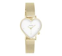 Oozoo - Timepieces - Reloj de pulsera para mujer con correa de acero inoxidable | Reloj moderno para mujer | Elegante reloj analógico para mujer en forma de corazón, dorado y blanco, Pulsera