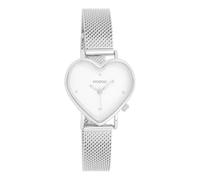 Oozoo - Timepieces - Reloj de pulsera para mujer con correa de acero inoxidable | Reloj moderno para mujer | Elegante reloj analógico para mujer en forma de corazón, plateado y blanco, Pulsera