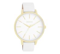 Oozoo Timepieces - Reloj de pulsera para mujer con correa de piel, reloj de alta calidad para mujer, elegante reloj analógico para mujer en redondo, Blanco, Correa
