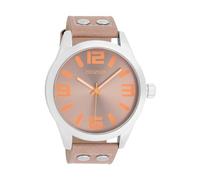 Oozoo Timepieces - Reloj de pulsera para mujer con correa de piel, reloj de alta calidad para mujer, elegante reloj analógico para mujer en redondo, C1088 - Rosa Gris Naranja/Rosa Gris, Correa