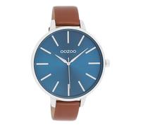 Oozoo Timepieces - Reloj de pulsera para mujer con correa de piel, reloj de alta calidad para mujer, elegante reloj analógico para mujer en redondo, Marrón/Azul Oscuro, Correa