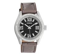 Oozoo Timepieces UOC10267 - Reloj de pulsera analógico para mujer (piel, analógico), color marrón, plateado / negro