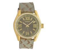 Oozoo Timepieces UOC10272 - Reloj de pulsera analógico para mujer, piel, color gris y marrón claro, Dorado-gris