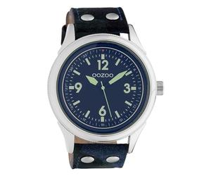 Oozoo Timepieces UOC10350 - Reloj de pulsera analógico unisex (piel, analógico), diseño de camuflaje, color azul, plateado/azul