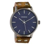 Oozoo Timepieces UOC10461 - Reloj de pulsera analógico para hombre (piel, diseño de camuflaje), color amarillo, plateado/azul