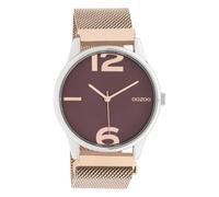 Oozoo Timepieces UOC10868 - Reloj de pulsera analógico para mujer, de metal, color oro rosa, Plateado rubí